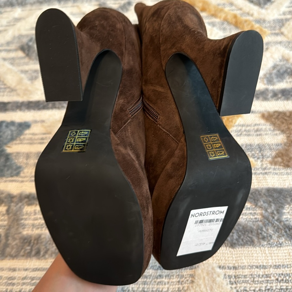 Jeffrey Campbell Humanity Brown Suede Platform Booties Fluted Heel NWT Size 7 - Picture 7 of 7